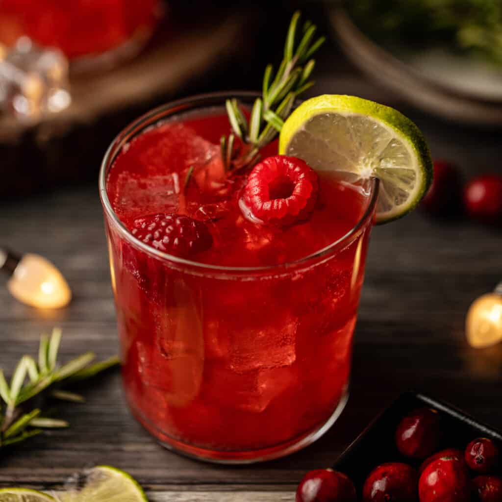 Festive Raspberry Mocktail Whole30 Holiday Mocktail - The Primitive Dish